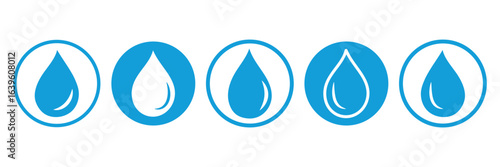 Water drop icon set. flat droplet logo shapes collection on white background . vector illustration.