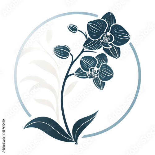Elegant Monochrome Orchid Illustration: Perfect for Branding, Invitations, and Wellness Designs
