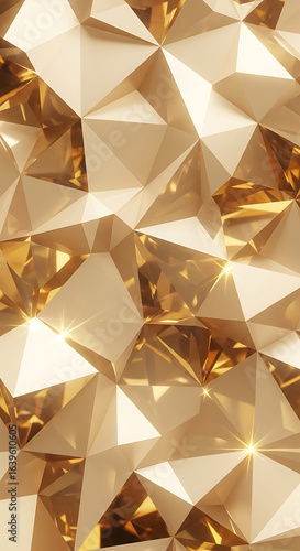 Close up of a sparkling champagne diamond with intricate facets and warm golden light reflecting beautifully