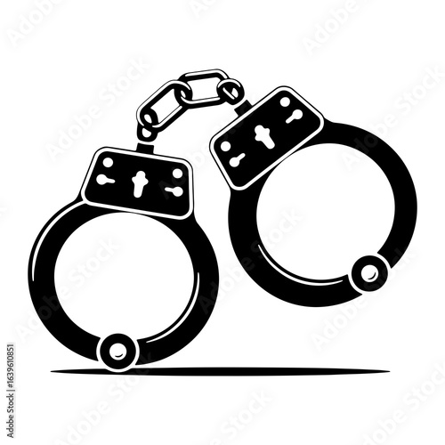 Black chained handcuffs illustration metal white