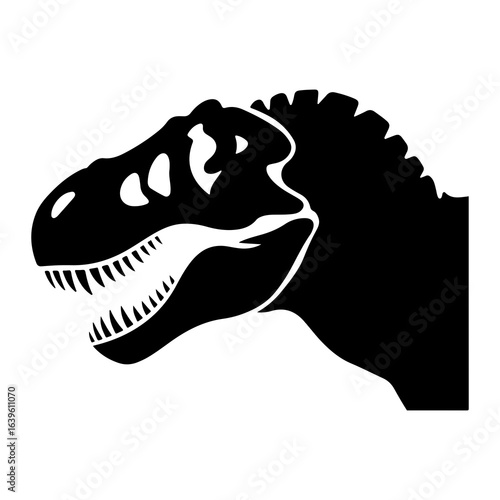 Black dinosaur head roaring t rex prehistoric