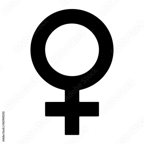 Black female symbol on white background venus symbol