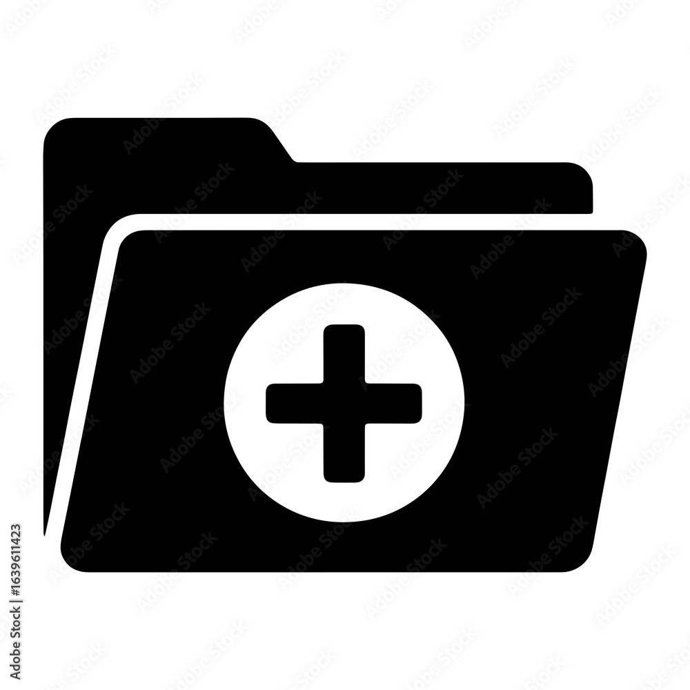 Obraz premium Black folder with white cross symbol document file