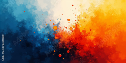 Abstract orange grunge background with fiery paint texture and bright smoky flame design