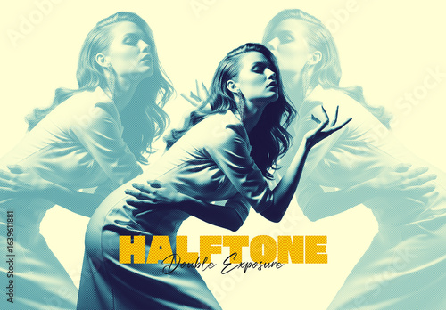 Halftone Double Exposure Photo Effect