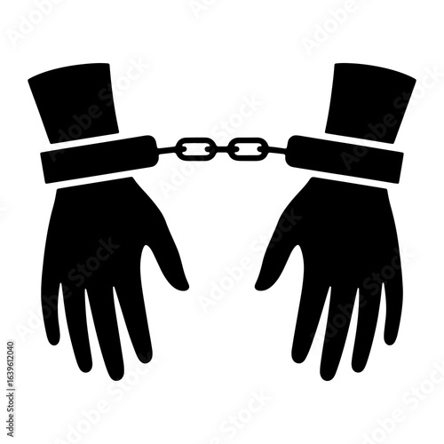 Black handcuffs on white background restraint freedom