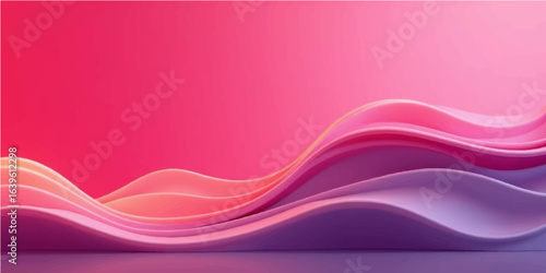 Abstract pink background with waves and gradient design