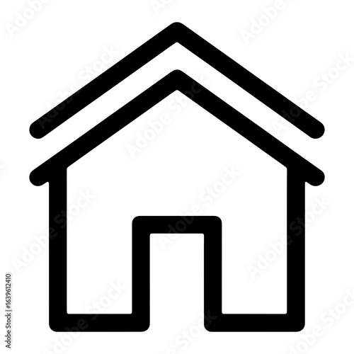 Black house outline with double roof home building