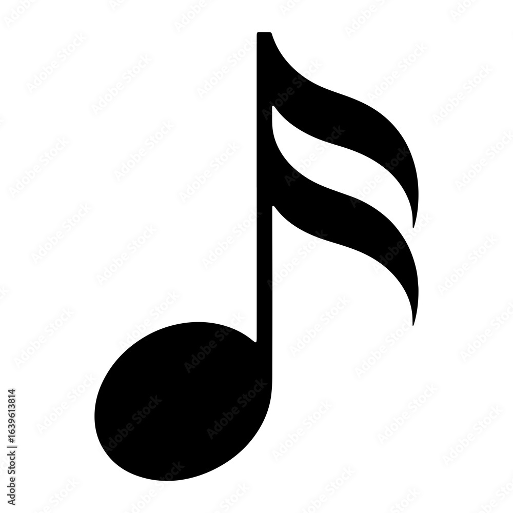 Black musical eighth note symbol vector Black musical eighth note symbol vector
