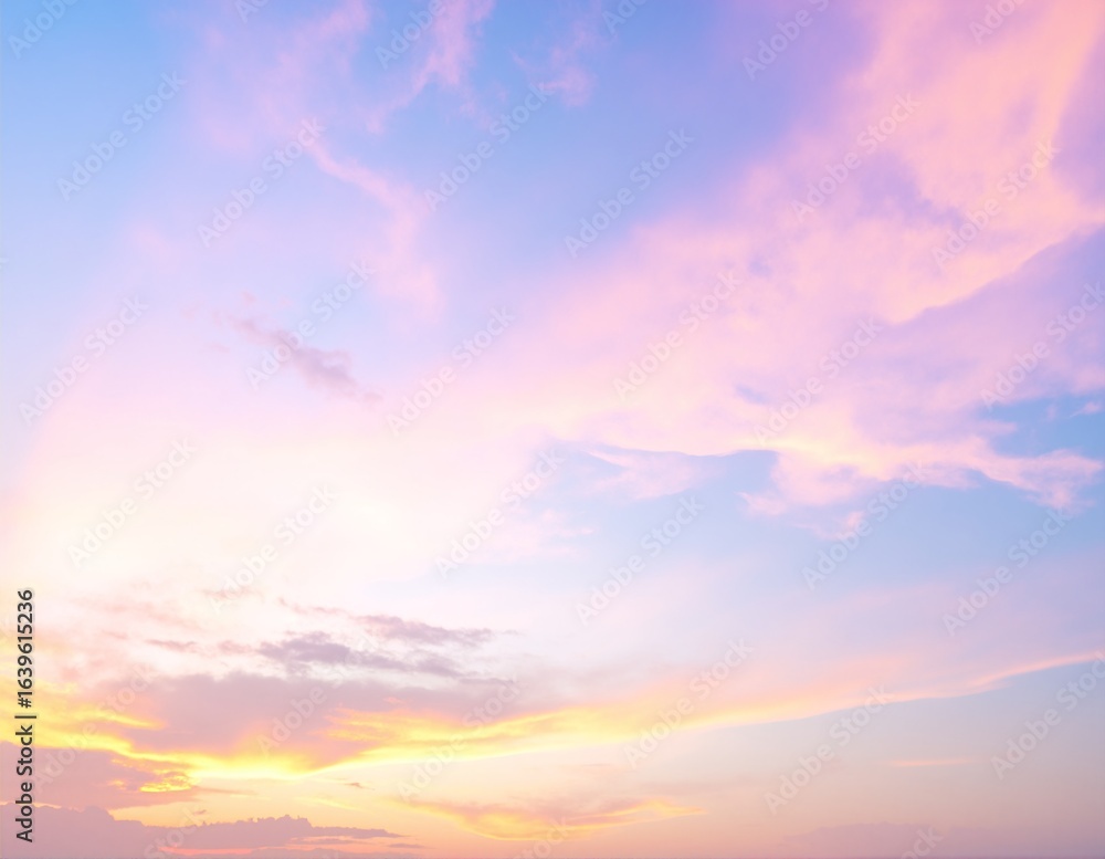Obraz premium A stunning sunset paints the sky in vibrant hues of orange, pink, and purple, casting a warm glow over silhouetted trees and calm waters below.
