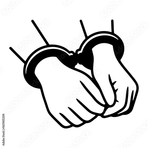 Bound hands with metal restraints handcuffs bondage