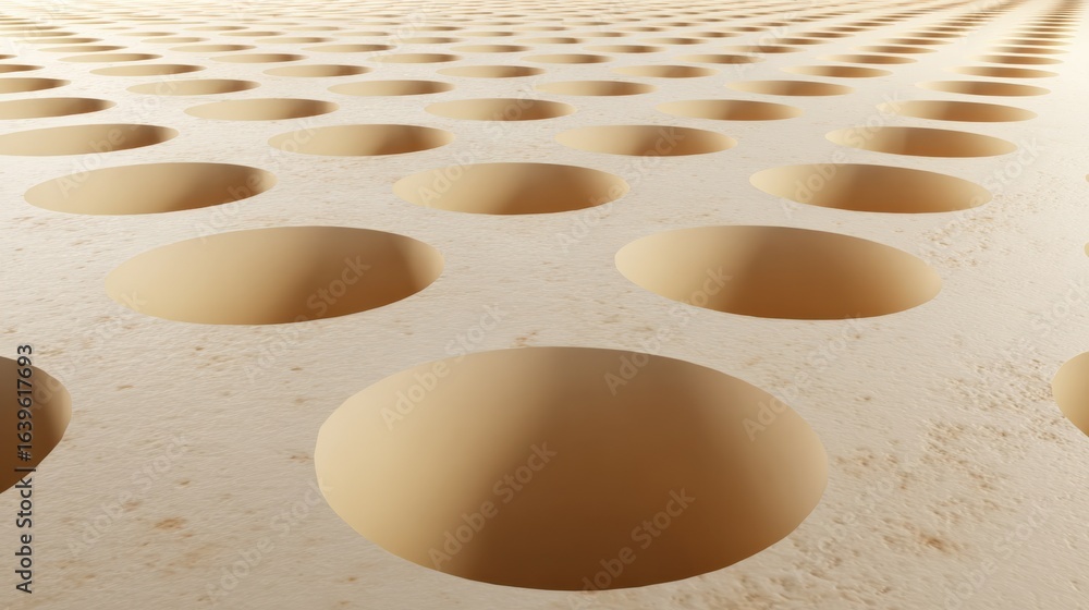 Obraz premium Abstract Beige Surface with Repeating Concave Patterns, Perfect for Textures, Backgrounds, and Design Elements