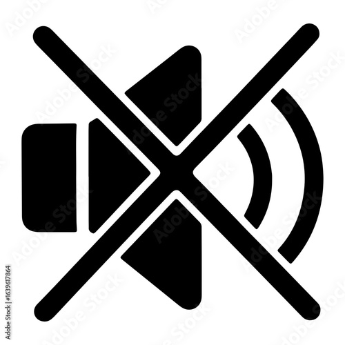 Muted speaker symbol with cross sound off audio