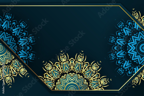 Green and gold symmetrical sunflower mandala with intricate floral shapes and ornamental design perfect for modern decorative projects