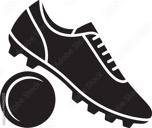 Soccer Shoe and Ball Icon Vector Illustration Sports Equipment Footwear Game Training Symbol