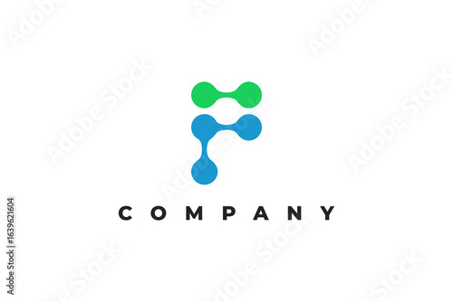 letter f modern minimal molecule logo