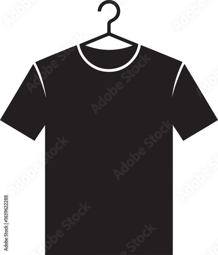 T-Shirt on Hanger Icon Vector Illustration. Apparel, Clothing, Garment, Casual Wear