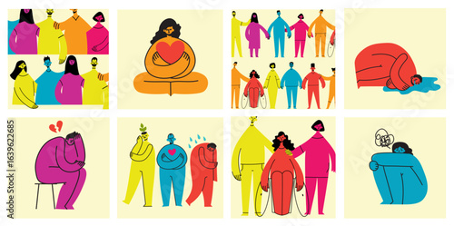 Take care of your body, take care of your health and mind. Increase awareness of mental health. Mental Health Awareness Month. Control, Prevention campaign and protection.