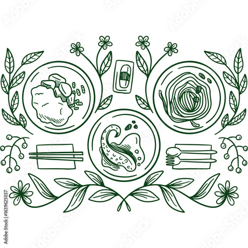 Simple graphic icon of a meal in a bowl with a fork, representing healthy eating, diet, and nutrition concepts. A minimalist illustration for food-related designs.