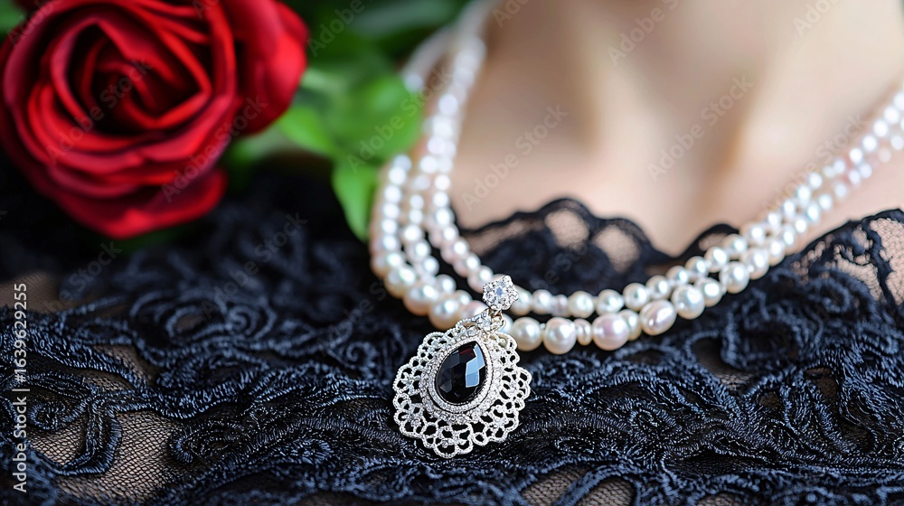 Obraz premium Elegant jewelry display fashion event fine jewelry indoor setting close-up view luxury and sophistication