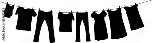 clean clothes drying on a clothesline outside vector isolated
