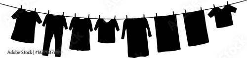 clean clothes drying on a clothesline outside vector isolated
