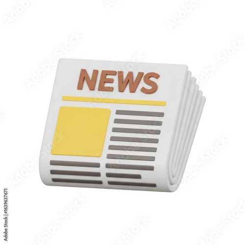 3d cartoon newspaper stack with headlines