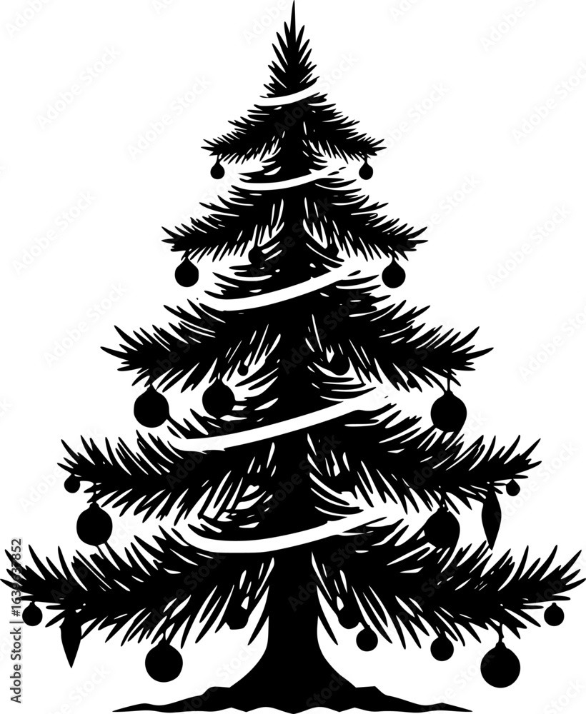 Obraz premium Christmas tree Silhouette Vector illustration
