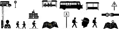vector set of School days. Pictogram icon set. School children.
