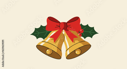 Celebrate christmas with joyful holiday bells festive decor digital illustration cheerful atmosphere close-up view celebration concept. Vector illustration
