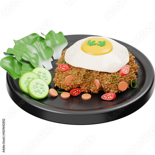 A vibrant illustration set of traditional Indonesian cuisine, featuring popular dishes like satay, nasi goreng, and bakso