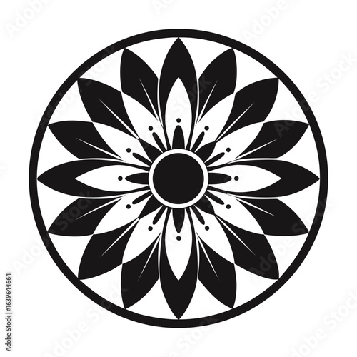 BloomCircle vector clean black silhouette design white background
