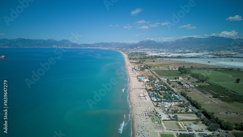 Battipaglia, a town adjacent to the capital city of Salerno, in southern Italy. Drone footage of the coast