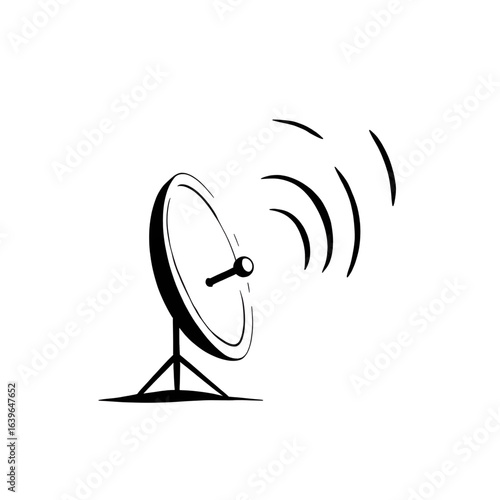 Satellite Dish Broadcasting Signal: A detailed illustration captures a satellite dish transmitting a broadcast signal, essential for global communication.