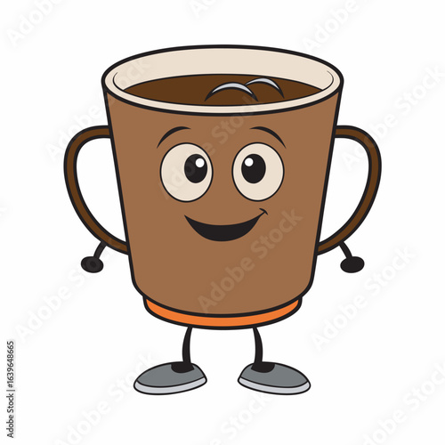 Three cups with coffee and tea on a white background