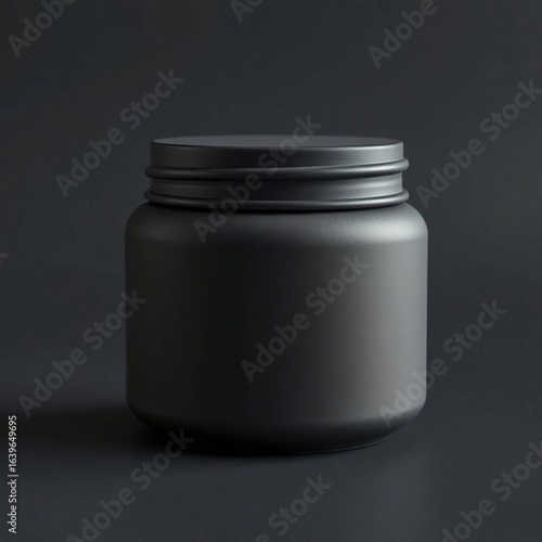 Black Jar Mockup with Dark Background.