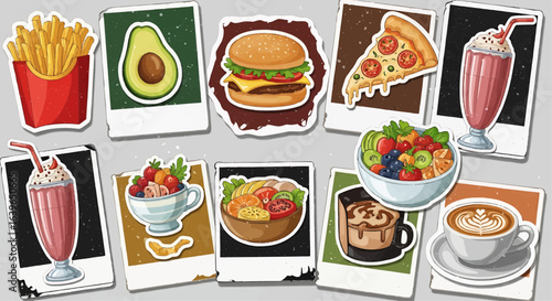 Delicious Food Variety Colorful Illustrated Collection of Popular Dishes and Beverages