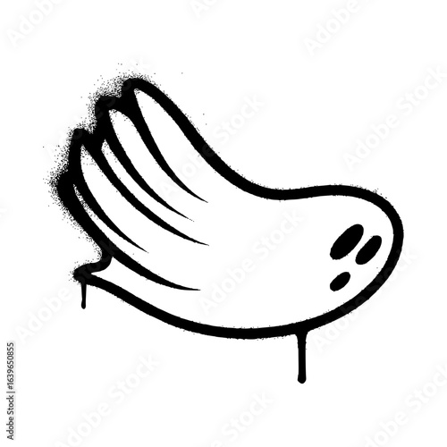 Graffiti Halloween Ghost – Black and White Cartoon with Ink Drip Effec