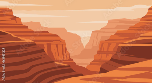 Aerial exploration of grand canyon landscapes arizona digital art desert environment nature's beauty breathtaking viewpoint. Vector illustration