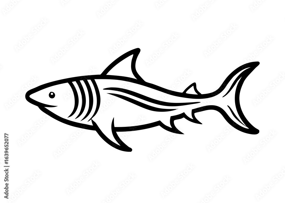 Fototapeta premium A beautiful unique icon of tiger shark silhouette vector illustration icon , logo type.