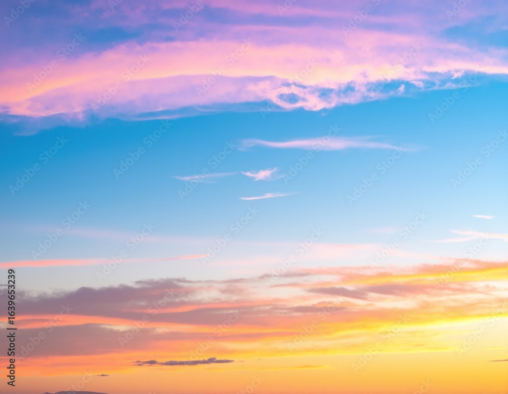 Fototapeta premium A vibrant blue sky stretches overhead, dotted with fluffy white clouds, creating a serene and uplifting atmosphere perfect for outdoor activities.