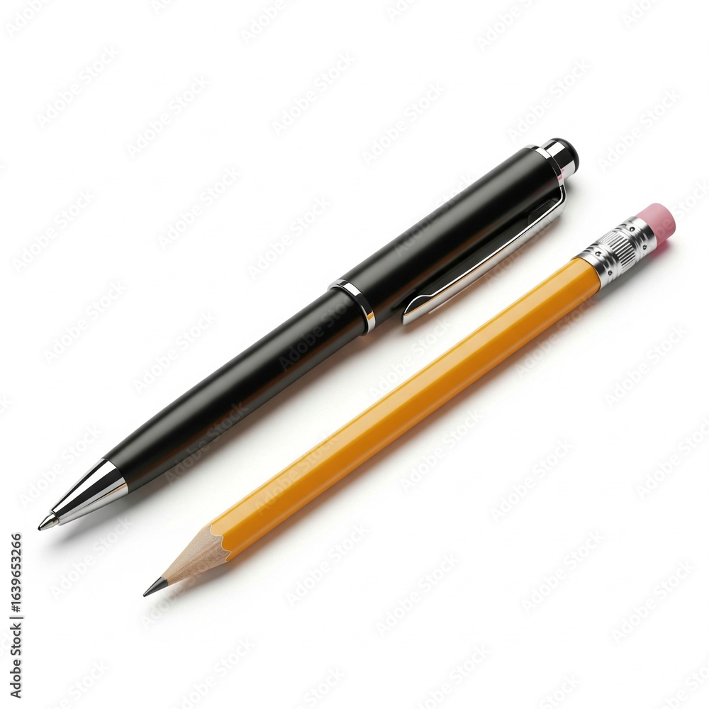 pen and pencil isolated on white background pen and pencil isolated on white background