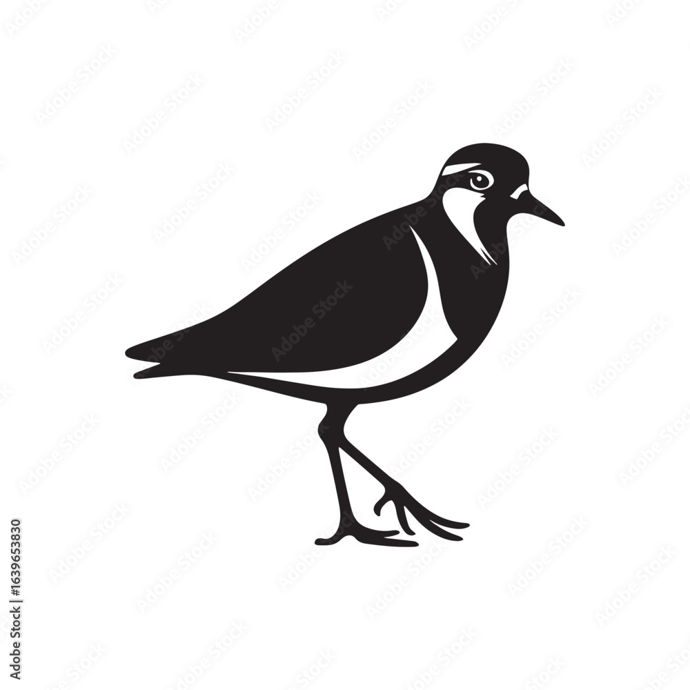 Obraz premium Elegant Lapwing Bird Vector Silhouette Artwork Featuring Graceful Crest and Distinctive Wing Patterns, Perfect for Nature-Inspired Designs, Wildlife Illustrations, Ornithology Projects, and Artistic D