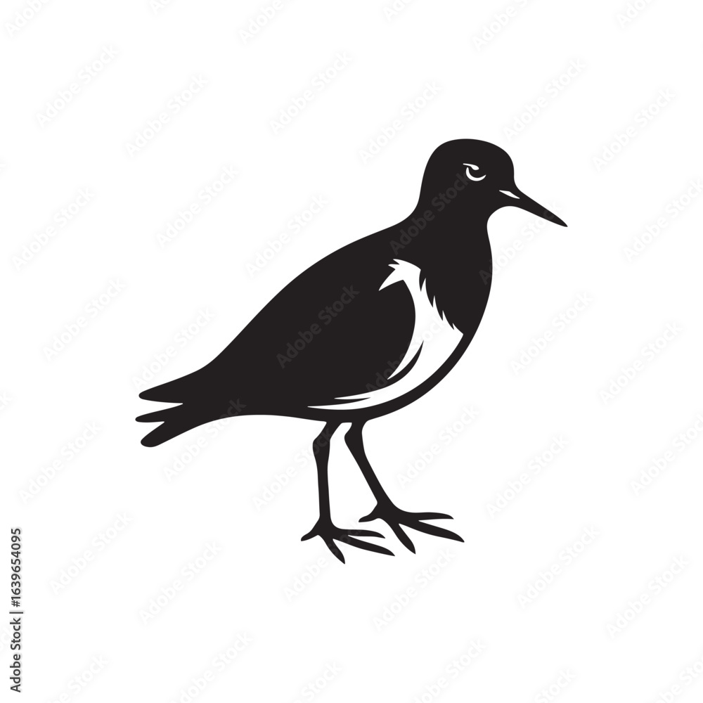 Fototapeta premium Elegant Lapwing Bird Vector Silhouette Artwork Featuring Graceful Crest and Distinctive Wing Patterns, Perfect for Nature-Inspired Designs, Wildlife Illustrations, Ornithology Projects, and Artistic D