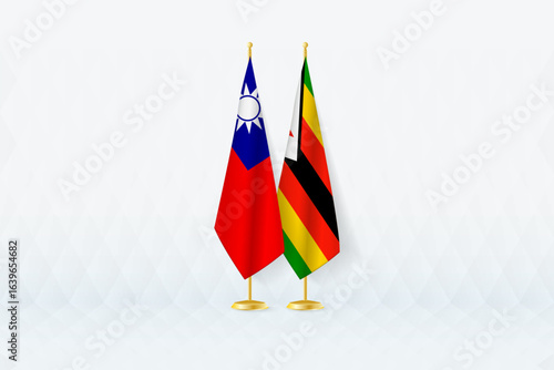 Taiwan and Zimbabwe Flags Side by Side, Symbol of International Partnership.