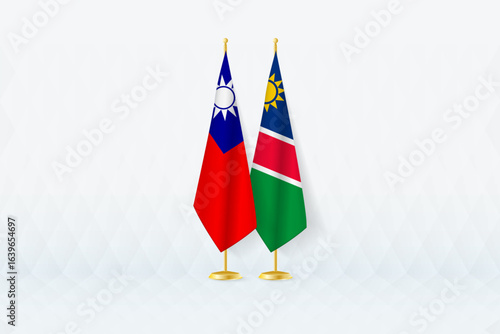 Taiwan and Namibia Flags Side by Side, Symbol of International Partnership.