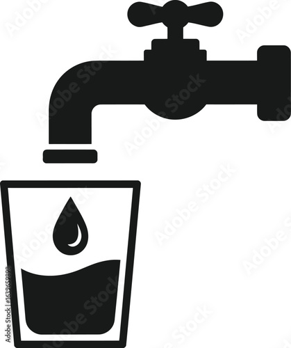 Water Faucet and Glass Icon