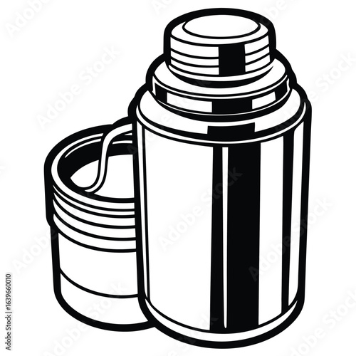 Vector art of thermos flask isolated on white background