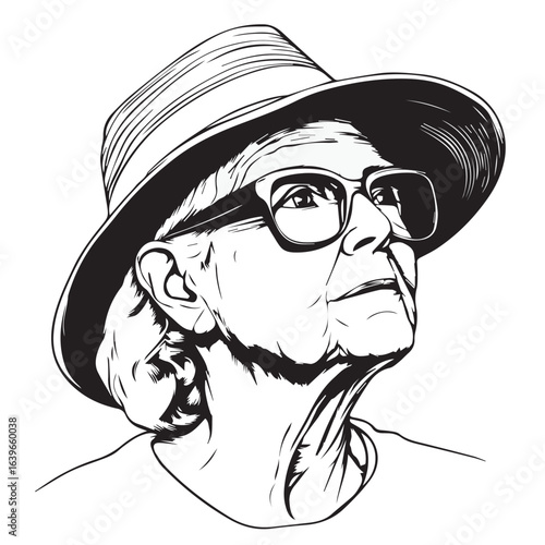 grandma wearing a hat and glasses