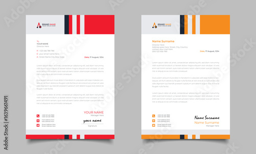 Red And Yellow Modern Business Letterhead Simple Clean Template Design